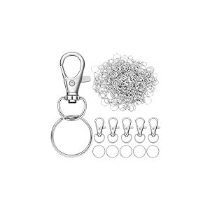AiQInu 160 Pi&egrave;ces M&eacute;tal Mousqueton Porte Clef, 80 Mousqueton Porte Cl&eacute; et 80 Anneaux Porte Cl&eacute;, Pivotant Keychain Amovible, pour Bijoux, Sac &agrave; Main, Sac &agrave; Bandouli&egrave;re, Cl&eacute;s, Accessoires de Bricolage