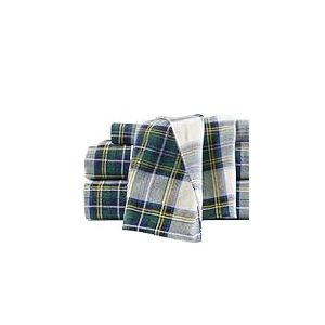 Comfort Spaces Parure de lit 4 pi&egrave;ces en Flanelle de Coton Respirante, Chaude &agrave; Poches Profondes avec taie d'oreiller, Grand lit, Motif &eacute;cossais Vert