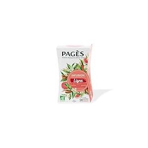 Pagès - Infusion BIO Ligne - Thé Vert, Guarana, Saveur Pamplemousse - Contrôle du Poids - Boîte de 20 Sachets, 100% Végétal