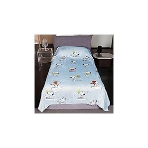 Kanguru Plaid Single Bed Snoopy, Couverture lit 1 Personne, Couverture Polaire, Plaid Canape, Couverture Enfant, Jeté de lit, Bleu, 130 x 230 cm, Lit Simple