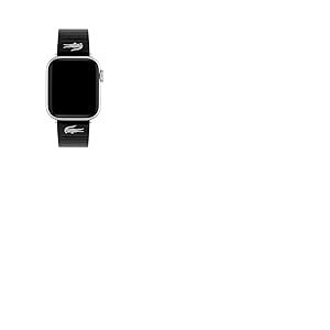 Lacoste Bracelet Apple Watch pour Homme et Femme en Cuir Noir avec Rayures en Relief - 2050028