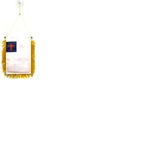 AZ FLAG - Fanion Religion Chrétienne Pour Décoration Voiture Avec Ventouse et Franges Dorées - Mini Drapeau Chrétien - 13x10 cm