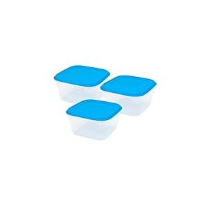 GIO'STYLE Lot de 3 récipients hermétiques pour aliments – 0,5 L + 1 L + 1,5 L – Made in Italy – Carrés – Convient pour réfrigérateur, congélateur, micro-ondes – Ligne hermétique