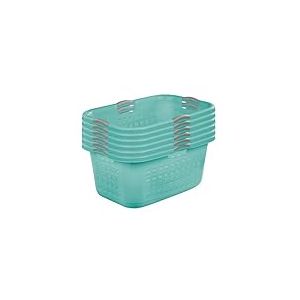 Sterilite Ultra Panier à Linge, w/Titane Poignées, Lot de 6, Aqua Chrome