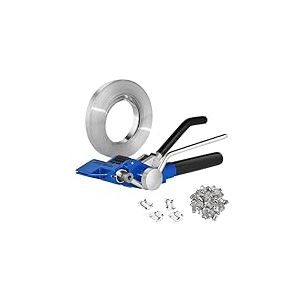 VEVOR Kit de cerclage avec Outil tendeur de cerclage, Bande en Acier Inoxydable 304 de 30 m de Longueur, 100 Joints métalliques, kit de cerclage pour Emballage de Palette, cerclage pour l'emballage