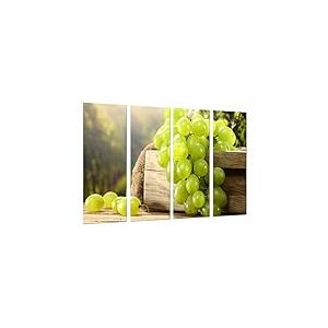 Tableau Moderne Photographique, Impression sur bois, Raisins, vin blanc, La Rioja, vignobles, 131 x 62 cm, ref. 26649