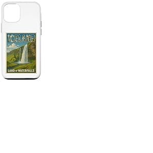 Poster Souvenir de Voyage Vintage Cascade d'Islande Coque pour iPhone 12/12 Pro