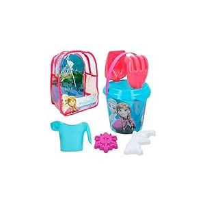 ColorBaby 48205 - Disney Frozen Ensemble Seau de Plage avec Pelle, râteau, arrosoir et Accessoires, Sac à Dos de Plage pour Enfants, Set de Plage pour Enfants, Sac à Dos avec Jouets pour la Plage
