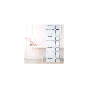 Relaxdays 10026666_1051 Carré, 80x240 cm, Rideau de douche, baignoire bain store, fixation plafond, semi-transparent, PVC, plastique, aluminium, 240 x 80 x 5 cm