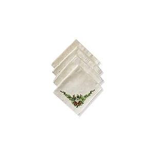 Benson Mills Lot de 4 Serviettes de Table en Tissu imprim&eacute; pour No&euml;l, l'hiver et Les f&ecirc;tes (48,3 x 48,3 cm, Rubans de No&euml;l)