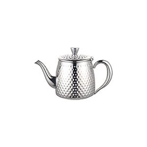 Café Olé Sandringham Théière avec effet martelé en acier inoxydable 18/10 – fini miroir, argent, 48oz, 1.35L