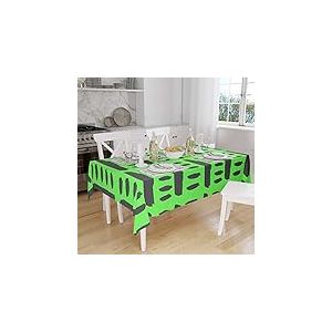 Bonamaison, Anti-moisissure, S&eacute;chage Rapide, R&eacute;sistant aux Taches, Lavable en Machine, 100% Polyester Nappe de Table, Fum&eacute;e Verte n&eacute;on, 140 x 160 Cm - Con&ccedil;u et Fabriqu&eacute; en Turquie