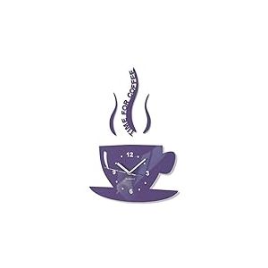 FLEXISTYLE Horloge de Cuisine Moderne La Tasse Temps pour Le café, silencieuse, fabriquée en UE, Acrylique Italien (Milka Violet)