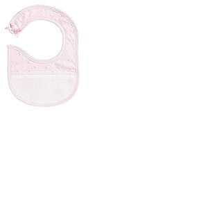 Filet - Bavoir Réalisé en Tissu Doux Effet Pois 3D avec Poche en Toile Aida à Broder, Fermeture avec Strap, Idéal pour les Bébés, 100% Made in Italy, Couleur Rose et Blanc