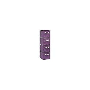 ARPAN Meuble de rangement 4 tiroirs Violet idéal pour la maison, le bureau, la chambre à coucher, 18 x 25 x 65 cm