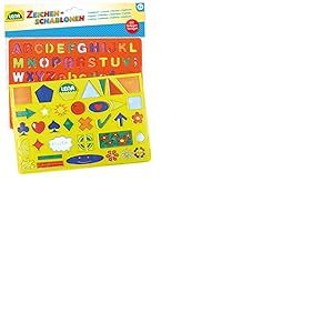 SIMM Spielwaren Lena 65774 Ensemble de gabarits pour Alphabet, Chiffres et Signes, 2 pochoirs avec Lettres, Chiffres, caractères et Formes arithmétiques, 26 x 19 cm, pour Enfants à partir de 3 Ans