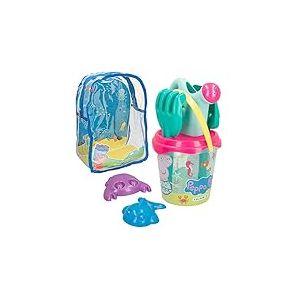 COLORBABY 77338 - Peppa Pig Ensemble Seau de Plage pour Enfants avec Sac &agrave; Dos, Pelle, r&acirc;teau, arrosoir et Accessoires, Jouets d'&eacute;t&eacute; pour Enfants et b&eacute;b&eacute;s