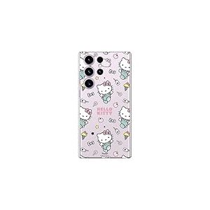 Personalaizer Coque Silicone Souple Transparente pour Samsung Galaxy S24 Ultra avec Motif Hello Kitty et Motif Autocollants - Style Kawaii - Coque TPU