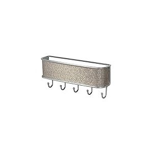 iDesign Twillo organisateur servant de corbeille à courrier et d'accroche-clés - rangement mural en métal et plastique pour couloir - argenté, Métallique