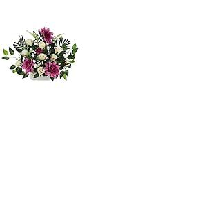 DRW Centre de Fleurs artificielles cimetière processions, églises, Mariages ou tombes, Rose et Blanc, 60 x 20 x 45 cm