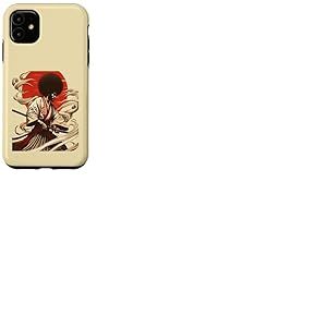 Samoura&iuml; Afro - Illustration Japonaise Guerrier Noir Coque pour iPhone 11
