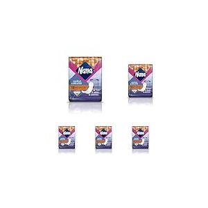 Nana Maxi Régulier Serviettes Hygiéniques - Flux Modéré - Confort & Sécurité avec Triple Protection - 18 Serviettes Maxi Régulier (Lot de 5)
