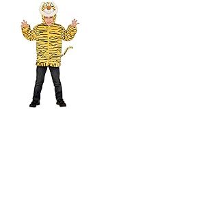 W WIDMANN MILANO Party Fashion - Costume enfant tigre en peluche, veste &agrave; capuche, costume animal