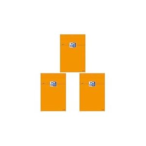 Oxford 21601 Bloc Bureau A7+ Papier V&eacute;lin Surfin Agraf&eacute; en T&ecirc;te Couverture Enveloppante 85 x 120mm Papier Orange (Lot de 3)