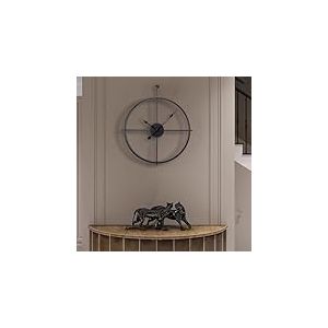 Eruner 61 cm - Horloge Murale Ronde - Noire - Style Moderne - Minimalisme - sans tic-tac - Fonctionne avec des Piles - Horloge Vintage Extraordinaire en Fer pour Chambre &agrave; Coucher, Cuisine et Bureau