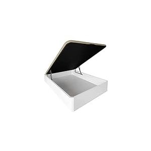 DUÉRMETE ONLINE Sommier Convertible Extra Renforcé Grande Capacité avec Couvercle Respirant Coins Arrondis Bois Blanc 105x190 cm