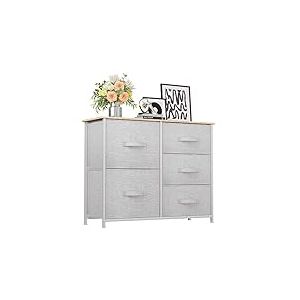 YITAHOME Commode, 5 Tiroirs en Tissu Commode Chambre Meuble de Rangement,Cadre en M&eacute;tal,Style Moderne,pour Chambre &agrave; Coucher, Salon,Gris Clair