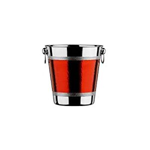 Premier Housewares 0507780 Seau de Champagne/Vin avec Bande en Acier Inoxydable Effet Martel&eacute; Rouge