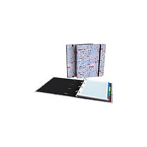 Grafoplás 88102627. Classeur 4 anneaux prédécoupés, A4, recharge 100 feuilles quadrillées 5 x 5, intercalaires, enveloppes transparentes, dos courbé, classeur, collection Epluche, Londres