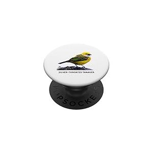 Chemise d'oiseau Tangara &agrave; Gorge argent&eacute;e Ornithologie PopSockets PopGrip Adh&eacute;sif