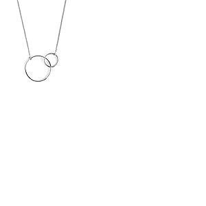 SINGULARU - Collier Sister. Pendentif en argent 925 avec deux anneaux entrelac&eacute;s. Cha&icirc;ne taille unique. Finition plaqu&eacute; rhodium. Bijoux pour femme