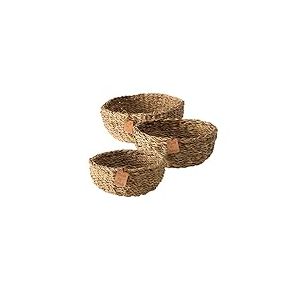 Boltze Sophy 2946200 Lot de 3 paniers de rangement ronds en jonc de mer Couleurs naturelles Panier d&eacute;co style boho scandinave, Beige
