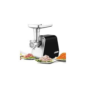 COOCHEER Hachoir à viande professionnel, machine à saucisses professionnelle, 3 accessoires de coupe différents, accessoires pour Kubbe,acier inoxydable,1500W