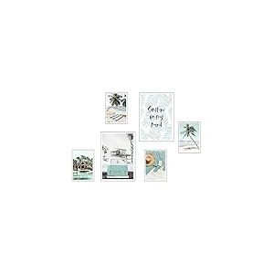 DKORARTE Lot de 6 tableaux décoratifs muraux pour décoration de salon moderne, chambre à coucher, chambre sans cadre, paysage, plage, nature (2 x A3 (41 x 29,7 cm) ; 4 x A4 (29,7 x 21 cm)