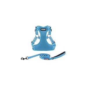 Best Pet Supplies Voyager Ensemble Harnais r&eacute;glable pour Chien avec Bandes r&eacute;fl&eacute;chissantes pour la Marche, Gilet int&eacute;gral Anti-Traction avec Anneau en D pour Laisse, Respirant Toutes Saisons, Bleu