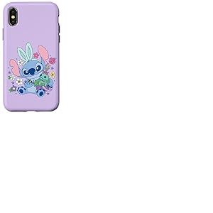 Coque pour iPhone X/XS Disney Lilo & Stitch Cute Easter Bunny Stitch and Scrump