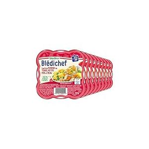 Blédina - Blédichef - Repas Bébé 12 Mois - Pommes de Terre Petits Pois Veau - Petits Morceaux - 100% Ingrédients d'Origine Naturelle - Dès 12 Mois - 8 Assiettes de 230g