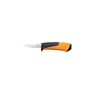 Fiskars Couteau d'artisan, Fourreau avec aiguiseur intégré, 20,9 cm, Noir/Orange/Rouge, 1023620