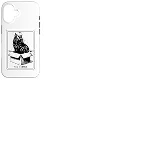 The Hermit Tarot Card in Box Mystic Funny Cat in Box Coque pour iPhone 16