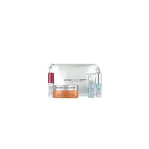 Peter Thomas Roth Deluxe Kit de soins de la peau à offrir et à voyager – 4 pièces avec coussinets pour les yeux pleine taille Potent-C™, sérum rétinol, mini crème hyaluronique et sérum brillant + sac