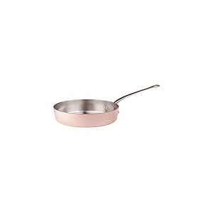 Pentole Agnelli ALCU107F10 Casserole basse en cuivre &eacute;tam&eacute;, manchon en cuivre lisse en laiton coul&eacute; &agrave; la fran&ccedil;aise, 10 cm