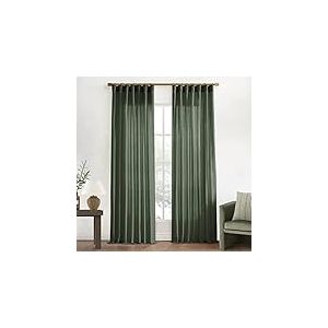 XTMYI Lot de 2 Rideaux de Style boh&egrave;me en Lin Vert Olive pour Salon, 213,4 cm de Long, Crochets &agrave; Pattes arri&egrave;re, Rideaux Semi-Transparents filtrant la lumi&egrave;re pour Chambre &agrave; Coucher, d&eacute;coration