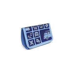 BRISA VW Collection Trousse de Toilette, Maquillage et cosmétiques en néoprène au Design du Combi Volkswagen T1 / 27 cm (Surf/Bleu)