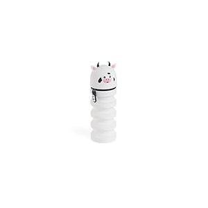 Back2Fun - Trousse Pot à Crayons 2 en 1 Extensible, Étui Scolaire à Un Compartiment, Porte-Tout rétractable en Silicone Souple avec Fermeture éclair, Matériel Scolaire, Petite Vache
