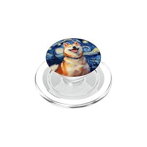 Tableau Mignon Chien Shiba Inu Nuit étoilée Vincent Van Gogh PopSockets PopGrip pour MagSafe