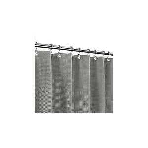 Stall Fabric Shower Curtain Waffle Weave 54 Wide by 78 Long, Hotel Luxury Spa, Water Repellent, Machine Washable, 230 GSM Heavy Duty, Spa, Gray Pique Pattern Decorative Bathroom Curtain